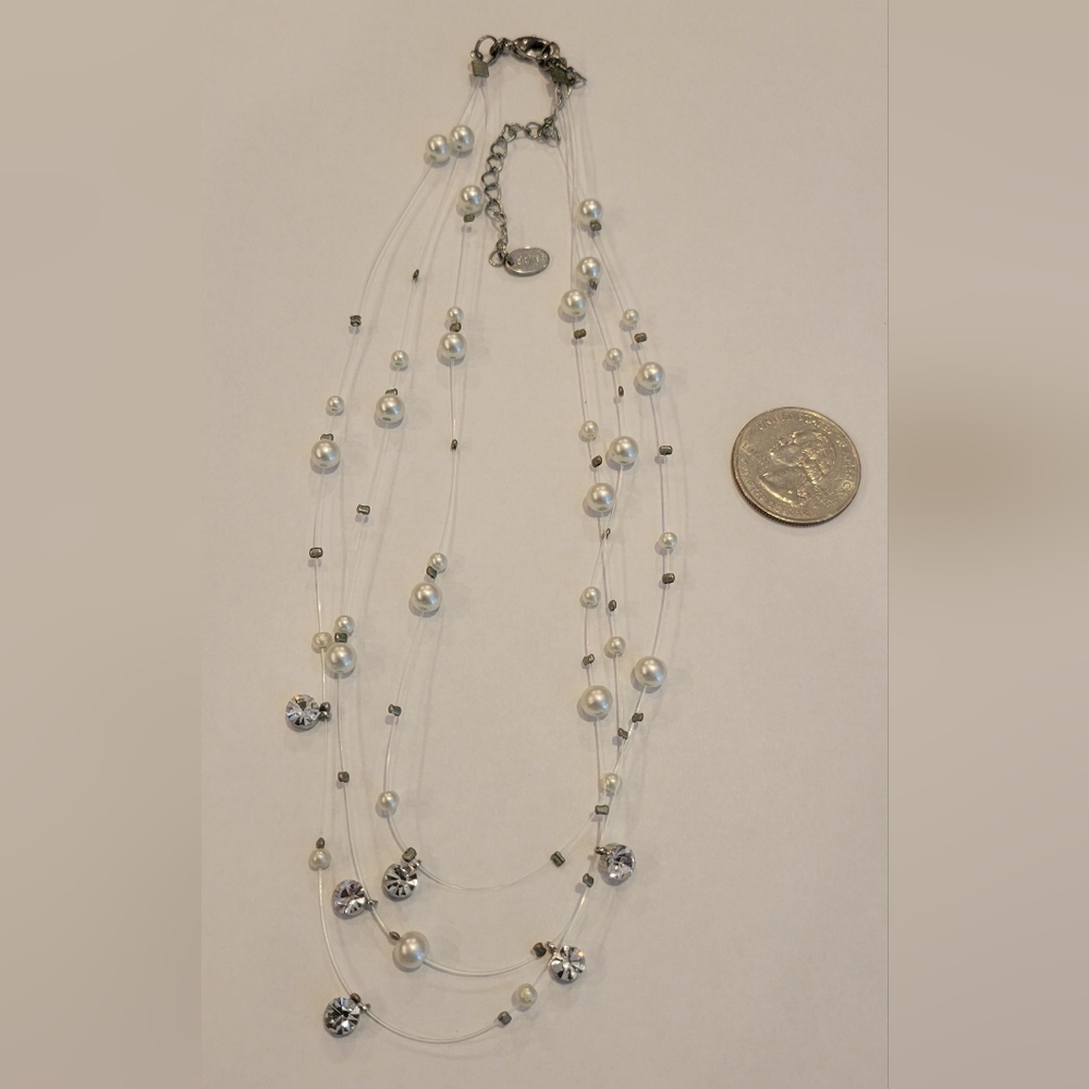 Elegant Silver and White Pearl Necklace